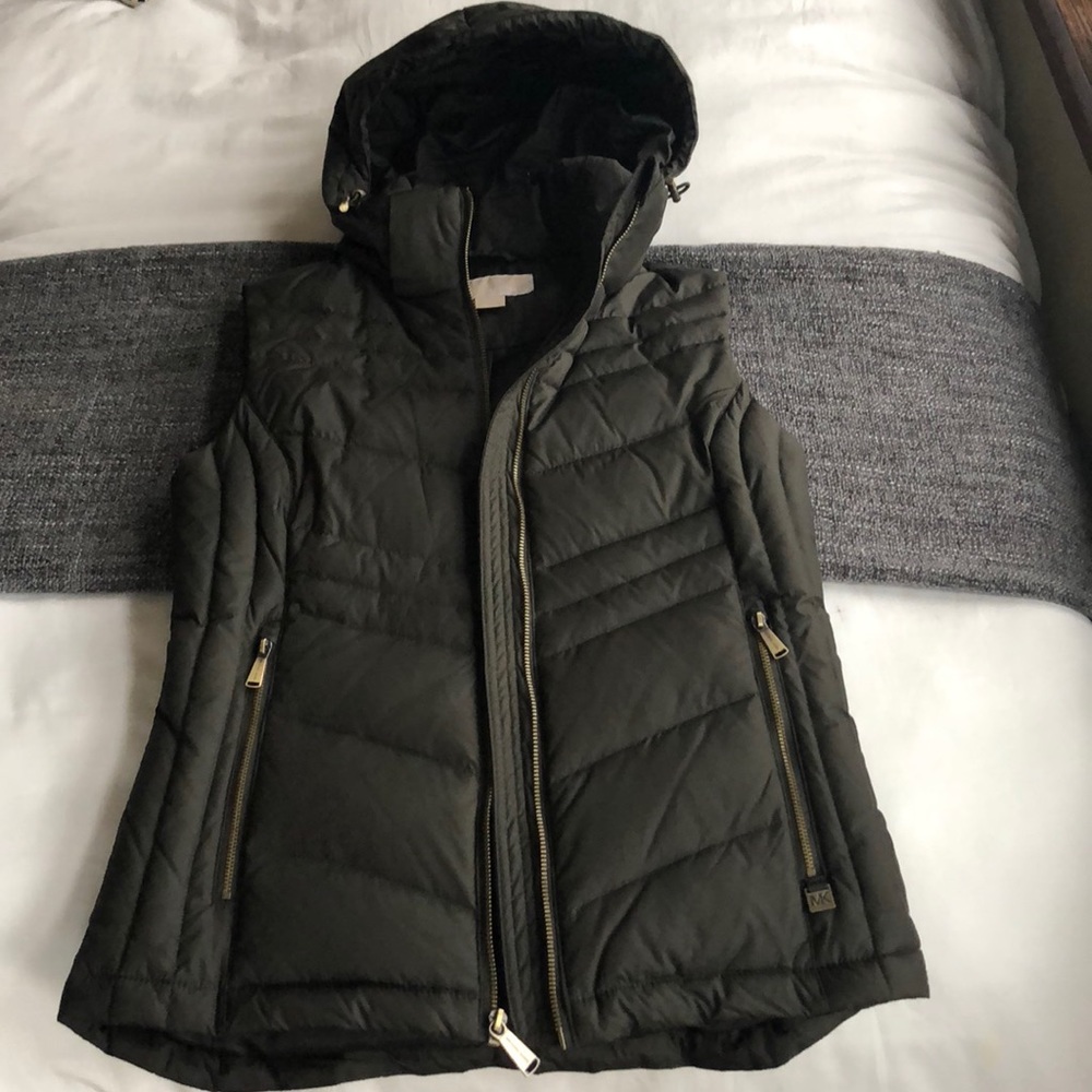 Like new Michael Kors Dark Olive Hooded Vest